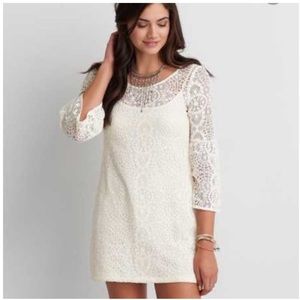 AE bohemian off white lace shift dress